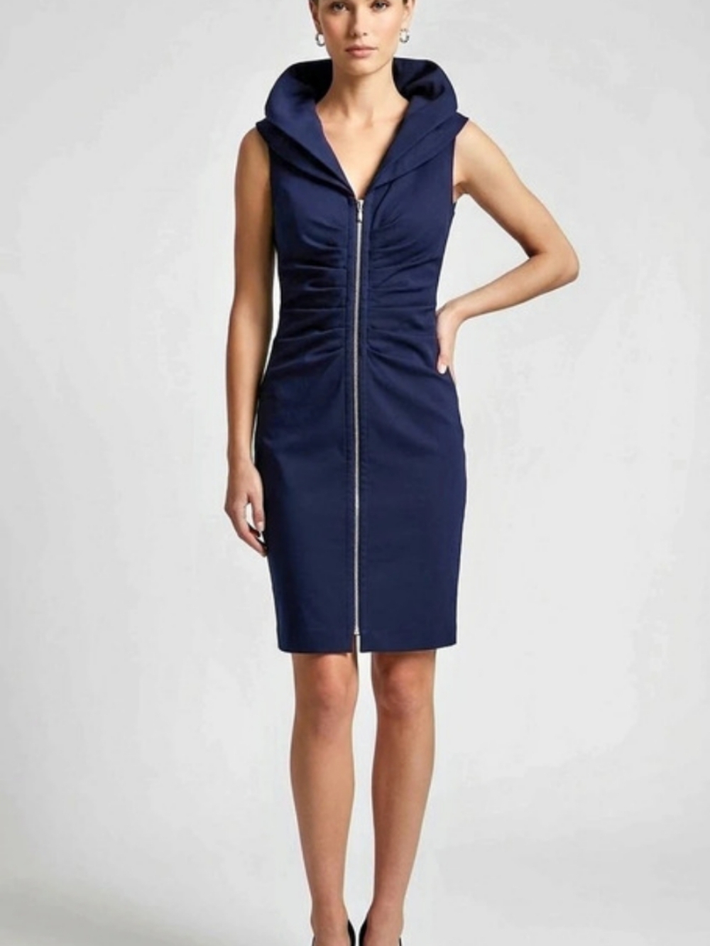 Joseph Ribkoff Zip High Neck 3/4 Sleeve Shift Dress Style 244045 Style 244045